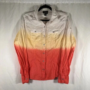 Cattlelac Ranch Blouse Women Medium Multicolor Button Up Long Sleeve